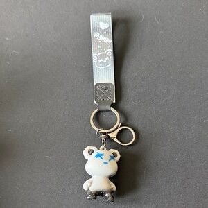 Kawaii Bear Keychain with Grey Accent Strap